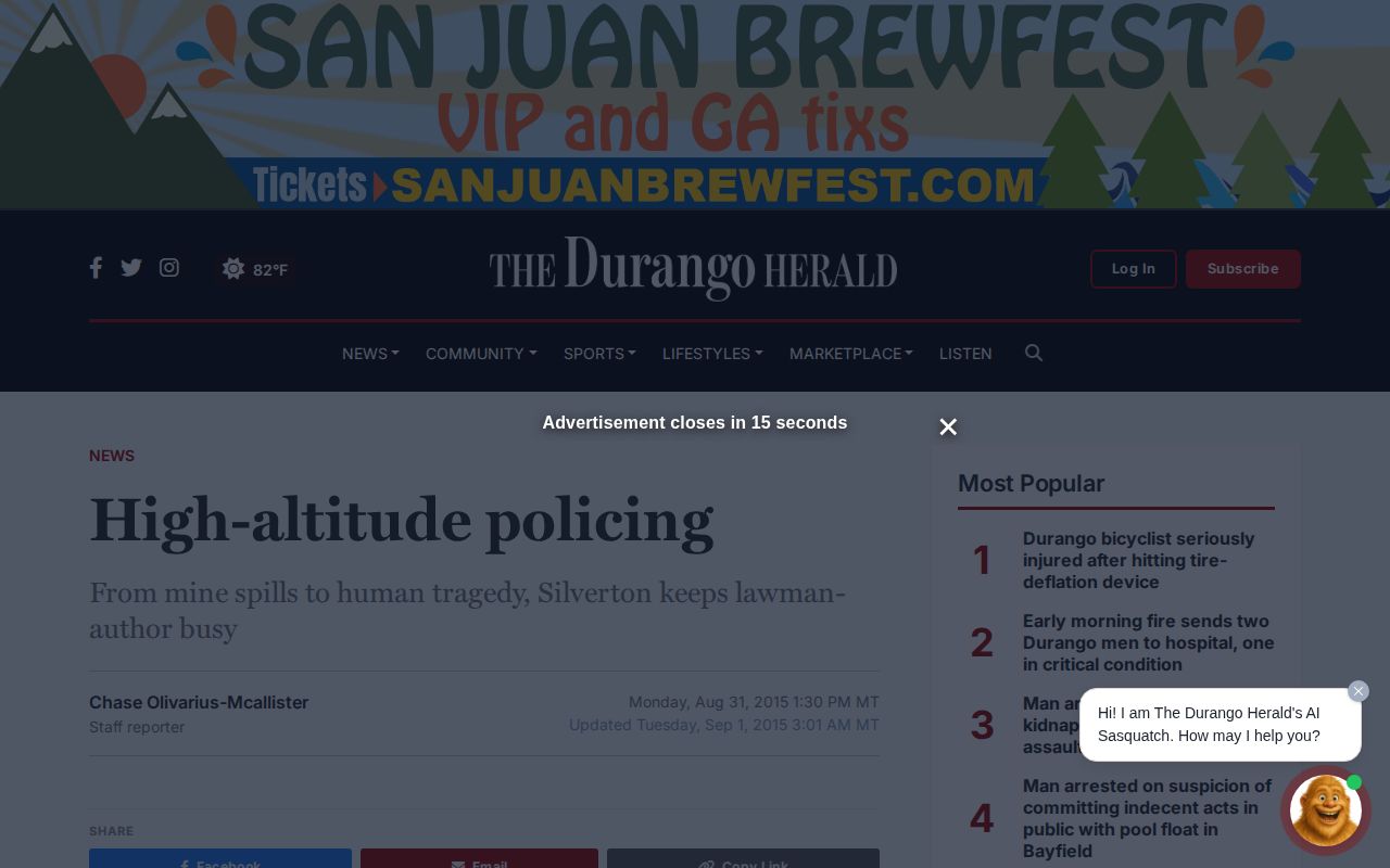 San Juan County arrest news profile of the Silverton Sheriff blotter