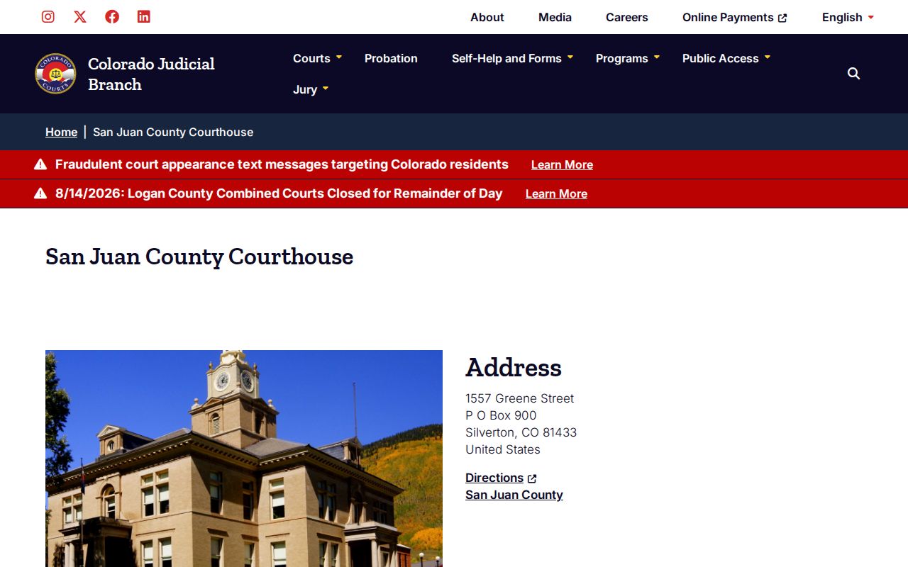 San Juan County warrant check official courthouse page